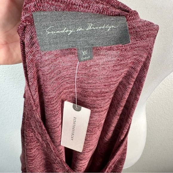 Anthropologie Sunday in Brooklyn NWT Size XS Sitka Tie-Front Shirt Dress Wine - Picture 4 of 9
